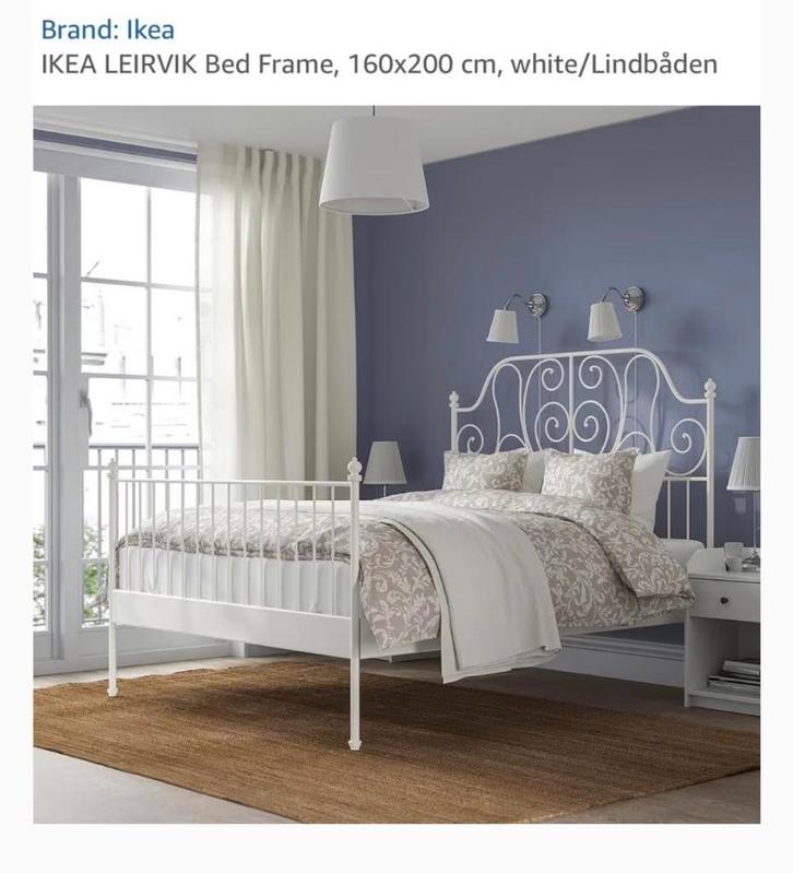 IKEA Leirvik bed 160x200, Huis en Inrichting, Slaapkamer | Bedden, Zo goed als nieuw, Tweepersoons, 160 cm, 200 cm, Hout, Wit