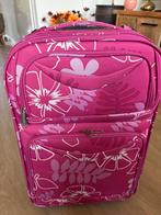 Roze Reiskoffer met Bloemen - Prima Staat!, Sieraden, Tassen en Uiterlijk, Koffers, Ophalen, Gebruikt, 50 tot 60 cm, Zacht kunststof