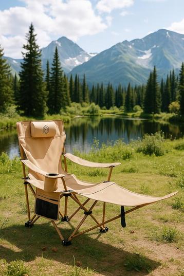 De Luxe Verstelbare Campingstoel met Voetensteun! (Meerdere) beschikbaar voor biedingen