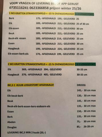 Haardhout per kuub beschikbaar voor biedingen