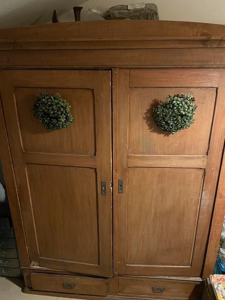 Antieke Kast - 140x55x200 cm, Huis en Inrichting, Kasten | Kledingkasten, Gebruikt, 200 cm of meer, 100 tot 150 cm, 50 tot 75 cm