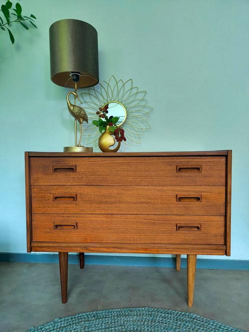 Prachtig vintage Ladenkastje teak, Huis en Inrichting, Kasten | Dressoirs, Zo goed als nieuw, 50 tot 100 cm, 25 tot 50 cm, Ophalen
