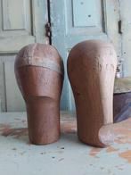 2 x antieke houten miniatuur hoeden hoofd antiek, Ophalen