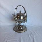 Antieke Zilverkleurige theepot met houder, Antiek en Kunst, Ophalen of Verzenden, Zilver