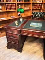 Engels bureau Chesterfield groen leer mahoniehout, Ophalen