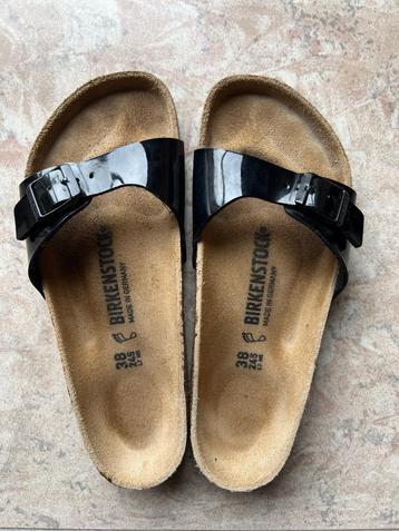 Birckenstock slippers Madrid zwart glans