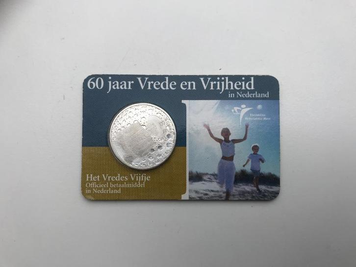 Nederland Het vredes vijfje Coincard 2005, Postzegels en Munten, Munten | Europa | Euromunten, Setje, 5 euro, Overige landen, Zilver