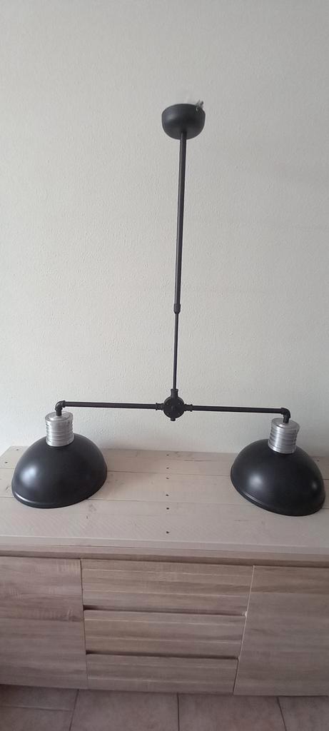 Industriële Hanglamp - 2 Lampen, Huis en Inrichting, Lampen | Hanglampen, Gebruikt, 75 cm of meer, Metaal, Ophalen