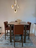 Hoge eettafel en stoelen, Huis en Inrichting, Tafels | Eettafels, 100 tot 150 cm, Vierkant, Ophalen of Verzenden, Zo goed als nieuw