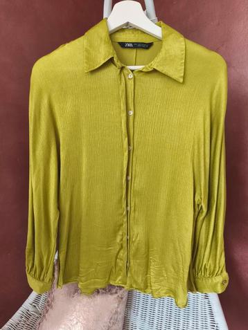 Zara - Crinckle textuur blouse limegroen - mt s beschikbaar voor biedingen