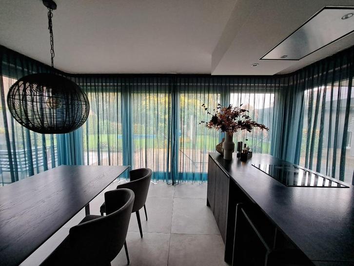 Gordijnen, Huis en Inrichting, Stoffering | Gordijnen en Lamellen, Zo goed als nieuw, 200 cm of meer, 200 cm of meer, Blauw, Groen