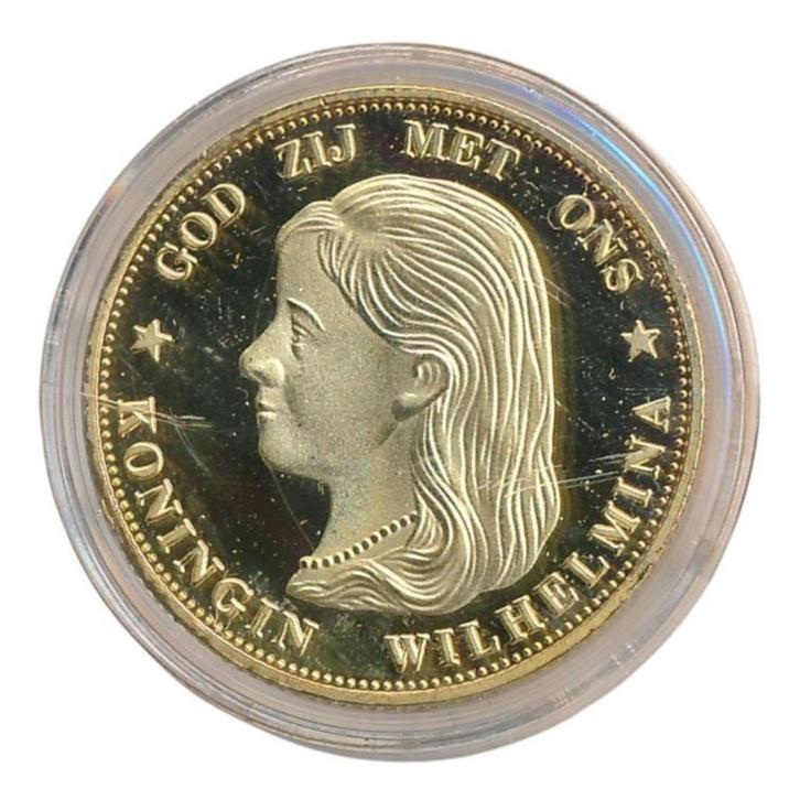 Nederland Naslag 10 Gulden 1892 Wilhelmina loshangend haar, Postzegels en Munten, Penningen en Medailles, Zilver, Nederland, Ophalen of Verzenden