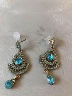 Blauwe Oorbellen met Strass, Overige materialen, Hangers, Blauw, Nieuw