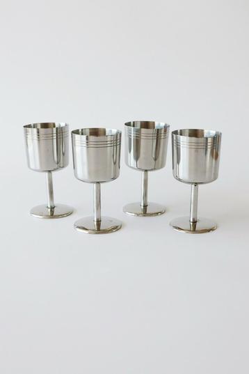 Rvs vintage wijnglazen chroom zilver beschikbaar voor biedingen