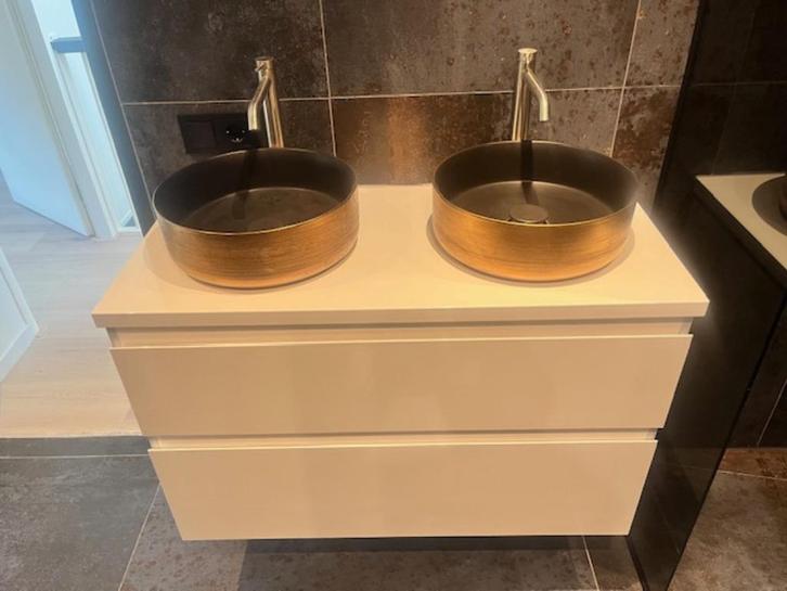 Badkamermeubel + Optioneel Gouden Waskommen met Kranen, Huis en Inrichting, Badkamer | Complete badkamers, Zo goed als nieuw, Ophalen