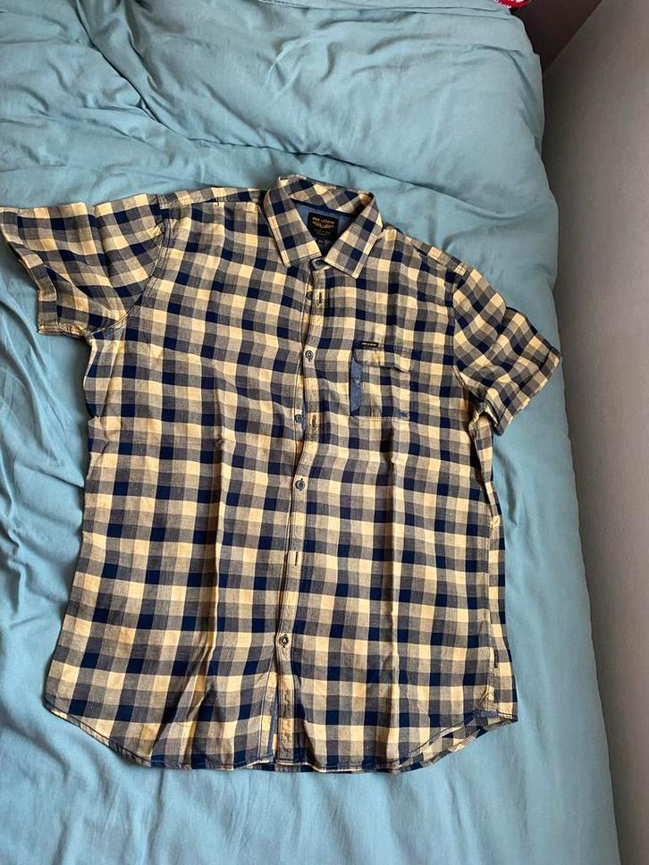 PME Legend overhemd, blauw/beige ruit, Kleding | Heren, Overhemden, Zo goed als nieuw, Halswijdte 39/40 (M), Blauw, Ophalen of Verzenden