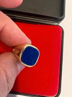 Gouden zegelring met blauwe steen, Sieraden, Tassen en Uiterlijk, Ringen, Ophalen of Verzenden, Dame of Heer, Met edelsteen, Goud