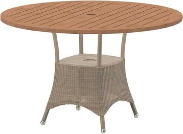 2x Cane-Line Lansing Table 120cm –Taupe/Teak Buiten eettafel beschikbaar voor biedingen