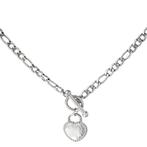 Zilveren chain ketting met hart bedel stainless steel, Nieuw, Ophalen of Verzenden, Zilver