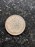 25 Cent 1941 Wilhelmina - Zilveren Munt, Postzegels en Munten, Munten | Nederland, Ophalen, Zilver, 25 cent, Koningin Wilhelmina
