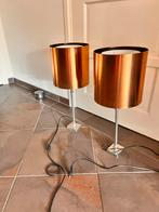 Mooie koperkleurige lampen met zilveren poot, Ophalen, Zo goed als nieuw, Metaal, Minder dan 100 cm