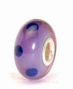 Trollbeads Glaskraal paars met blauwe stippen, Glas of Kristal, Ophalen of Verzenden, Zo goed als nieuw, Trollbeads