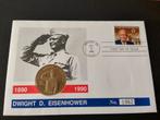 Eisenhower munt op First Day Cover, Ophalen of Verzenden, Landmacht, Amerika, Embleem of Badge