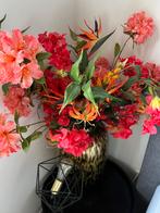Grote Panterprint Vaas met Luxe Kunstbloemen, Ophalen, Zo goed als nieuw