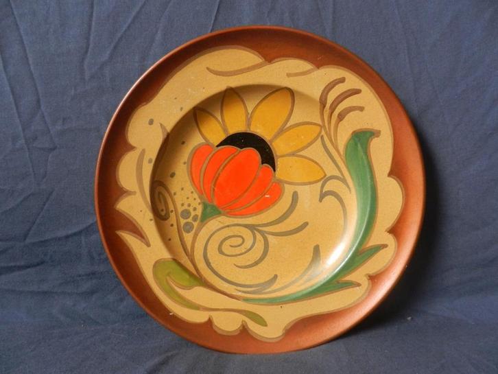 Rond plateel bord Gouda fabriek Sparta jaren 30 d. 27,9 cm., Antiek en Kunst, Antiek | Keramiek en Aardewerk, Ophalen of Verzenden