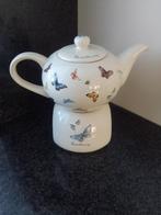 Douwe Egberts theepot/rechaud/kopjes met schotel, Huis en Inrichting, Keuken | Servies, Verzenden, Zo goed als nieuw, Bord(en)