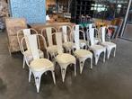 44 Metalen Tolix Stoelen mooi patina van ouderdom, Huis en Inrichting, Ophalen, Gebruikt, Wit, Vijf, Zes of meer stoelen