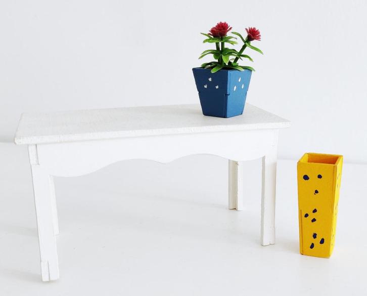 Poppenhuis bloempotten + bloem, Verzamelen, Poppenhuizen en Toebehoren, Zo goed als nieuw, Poppenhuis, Ophalen of Verzenden