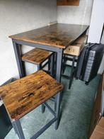 Industriële hoge tafel met 4 krukken 120x60x90, Huis en Inrichting, Tafels | Statafels, Nieuw, Ophalen