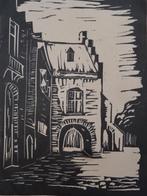 houtsnede Gevangenpoort Den Haag, J. Burger, 1933, Antiek en Kunst, Verzenden