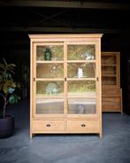 Teakhouten vitrinekast | Servieskast | Buffetkast #2040, 100 tot 150 cm, 200 cm of meer, Ophalen of Verzenden, Teakhout