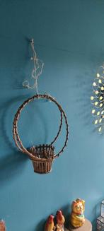 Vintage plantenhanger rotan met bloempot, Ophalen, Overige soorten, Minder dan 100 cm