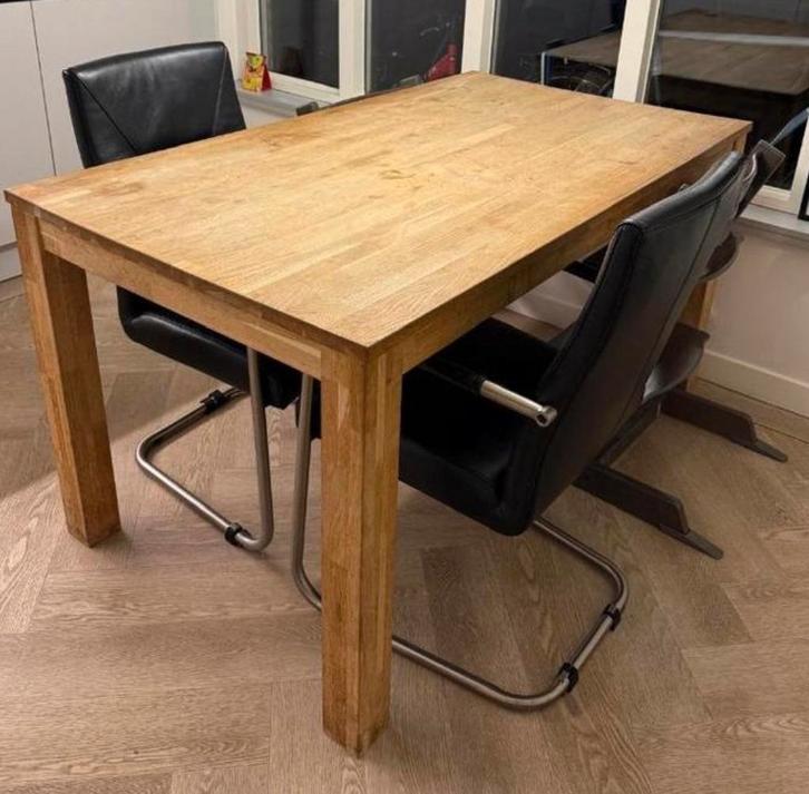 9 Leren Eetkamerstoelen (6 zonder, 3 met armleuning), Huis en Inrichting, Stoelen, Gebruikt, Vijf, Zes of meer stoelen, Leer, Zwart