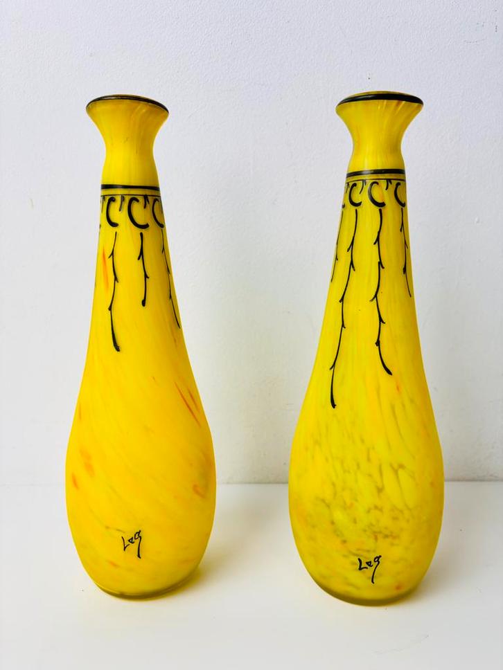 2 Franse Art nouveau François-Théodore Legras vaas, Antiek en Kunst, Kunst | Designobjecten, Ophalen of Verzenden