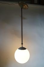 vintage industrieel lamp bol wit stang metaal aluminium, Antiek en Kunst, Ophalen of Verzenden