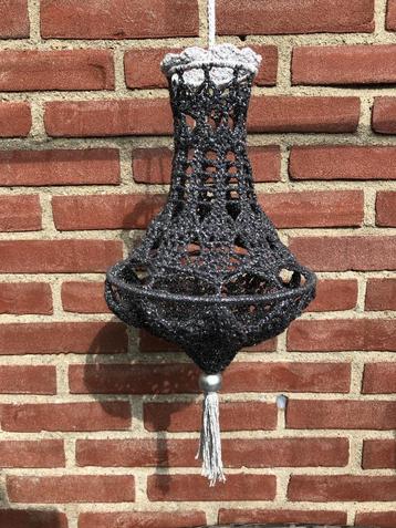 Handmade gehaakte haken kroonluchter zwart glitter nieuw   beschikbaar voor biedingen
