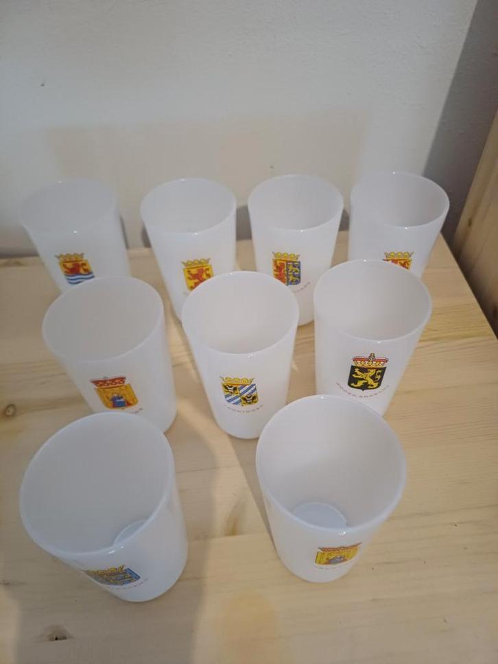 Set van 9 provincie glazen, Huis en Inrichting, Keuken | Servies, Zo goed als nieuw, Glas of Glazen, Overige stijlen, Glas, Ophalen of Verzenden