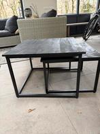 2 zwarte bijzettafeltjes vierkant, Huis en Inrichting, Tafels | Bijzettafels, Minder dan 55 cm, Vierkant, Zo goed als nieuw, Ophalen