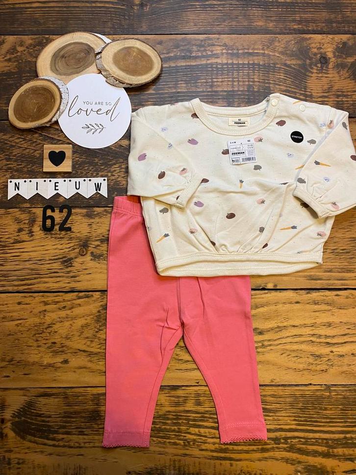 Baby girl setje prenatal legging, zeeman korte trui maat 62, Kinderen en Baby's, Babykleding | Maat 62, Nieuw, Meisje, Setje, Ophalen of Verzenden