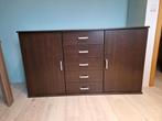 Donkerbruin dressoir met 5 lades en 2 deuren (139x47x84), Huis en Inrichting, Kasten | Dressoirs, Ophalen, Gebruikt, 25 tot 50 cm