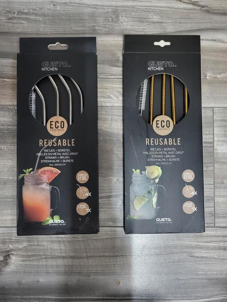 80 Pakjes Herbruikbare Metalen Rietjes - Nieuw, Hobby en Vrije tijd, Knutselen, Nieuw, Ophalen of Verzenden