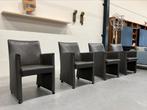 4 Jan Neggers Eetkamerstoel op wielen Grijs leer