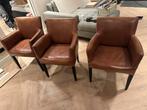 6 Goossens Art Bruin Lederen Eetkamerstoelen, Ophalen