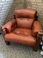 2 Vintage leren eiken stoelen, Ophalen, Gebruikt, 75 tot 100 cm, Leer