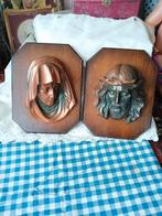 Jezus en Maria op eiken plankje. 20x15 €10,- heb nog 2 sets, Ophalen of Verzenden