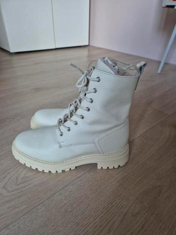 Creme veterboots-laarzen-laarsjes ECHT LEER Sacha mt38 NIEUW beschikbaar voor biedingen